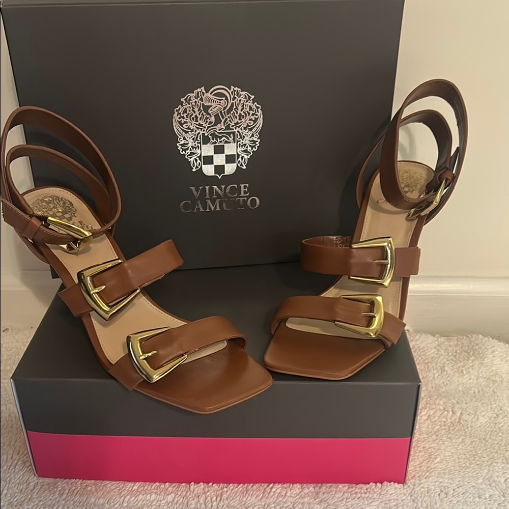 Vince Camuto Brown Strappy Sandals